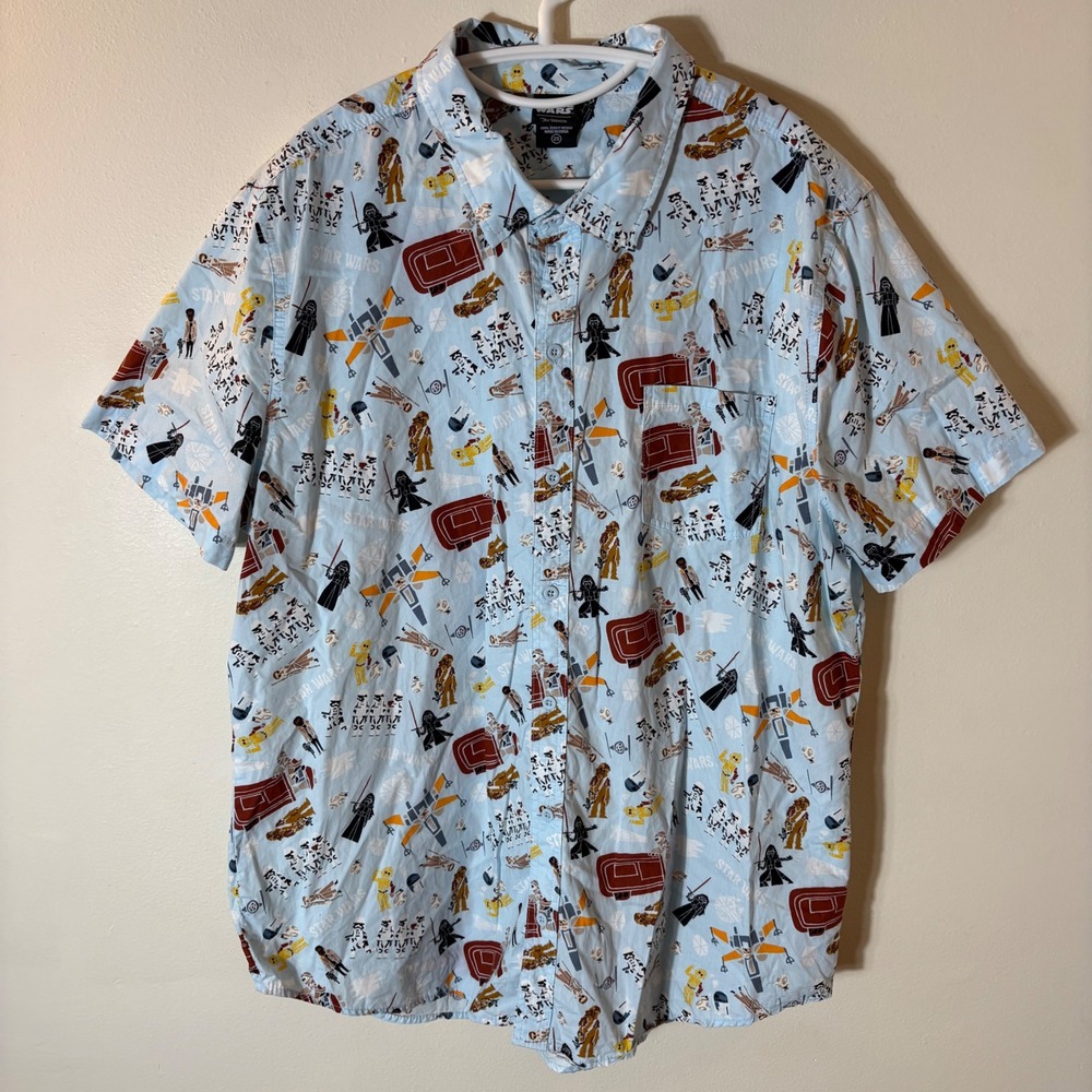 Star Wars Our Universe Button Down Shirt Light Blue Men's 2X